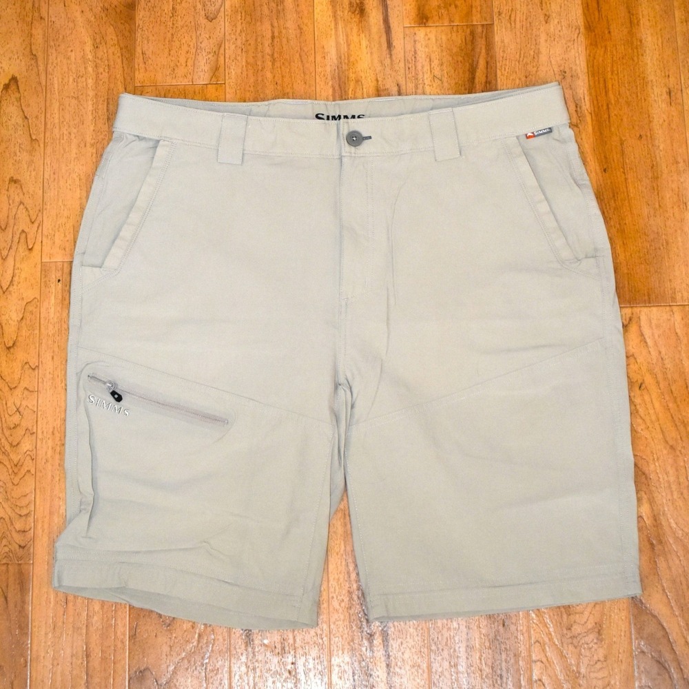 Simms Superlight Fishing Shorts Mens XL Tan Excellent Quick Dry Technical Cargo